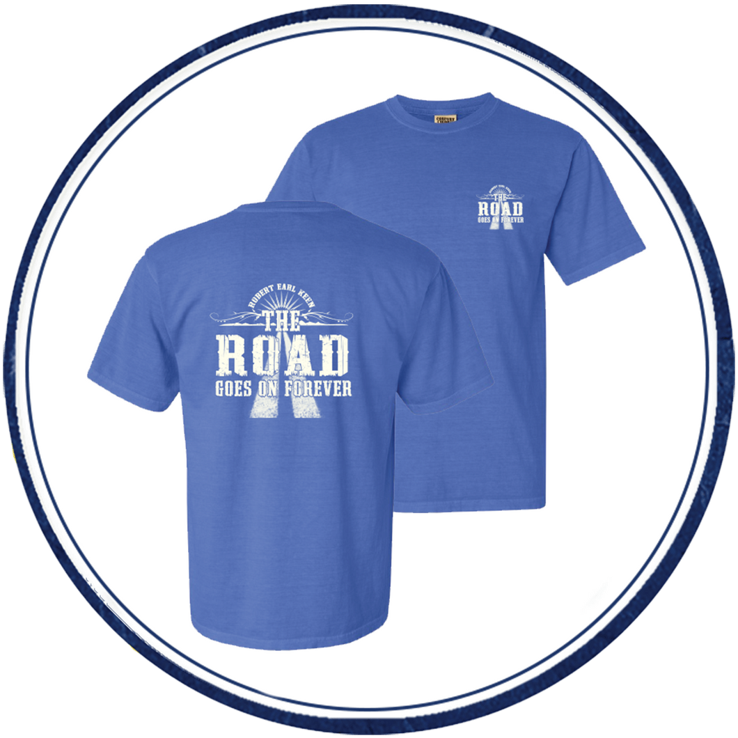 The Road Goes on Forever Tee- Flo Blue