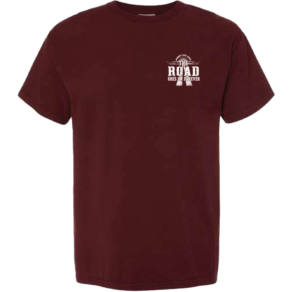 The Road Goes On Forever T-shirt - Maroon