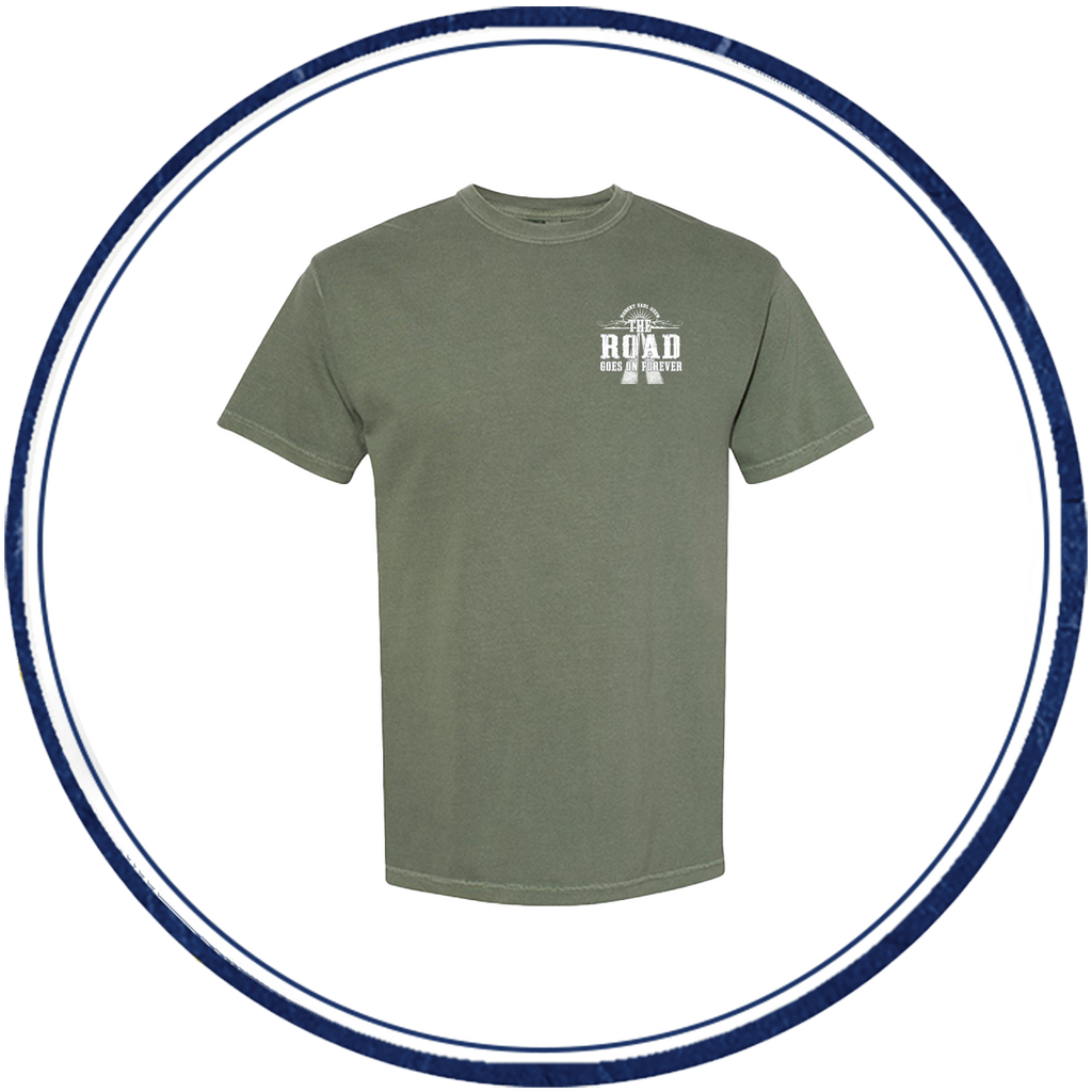 The Road Goes On Forever T-shirt - Olive Green