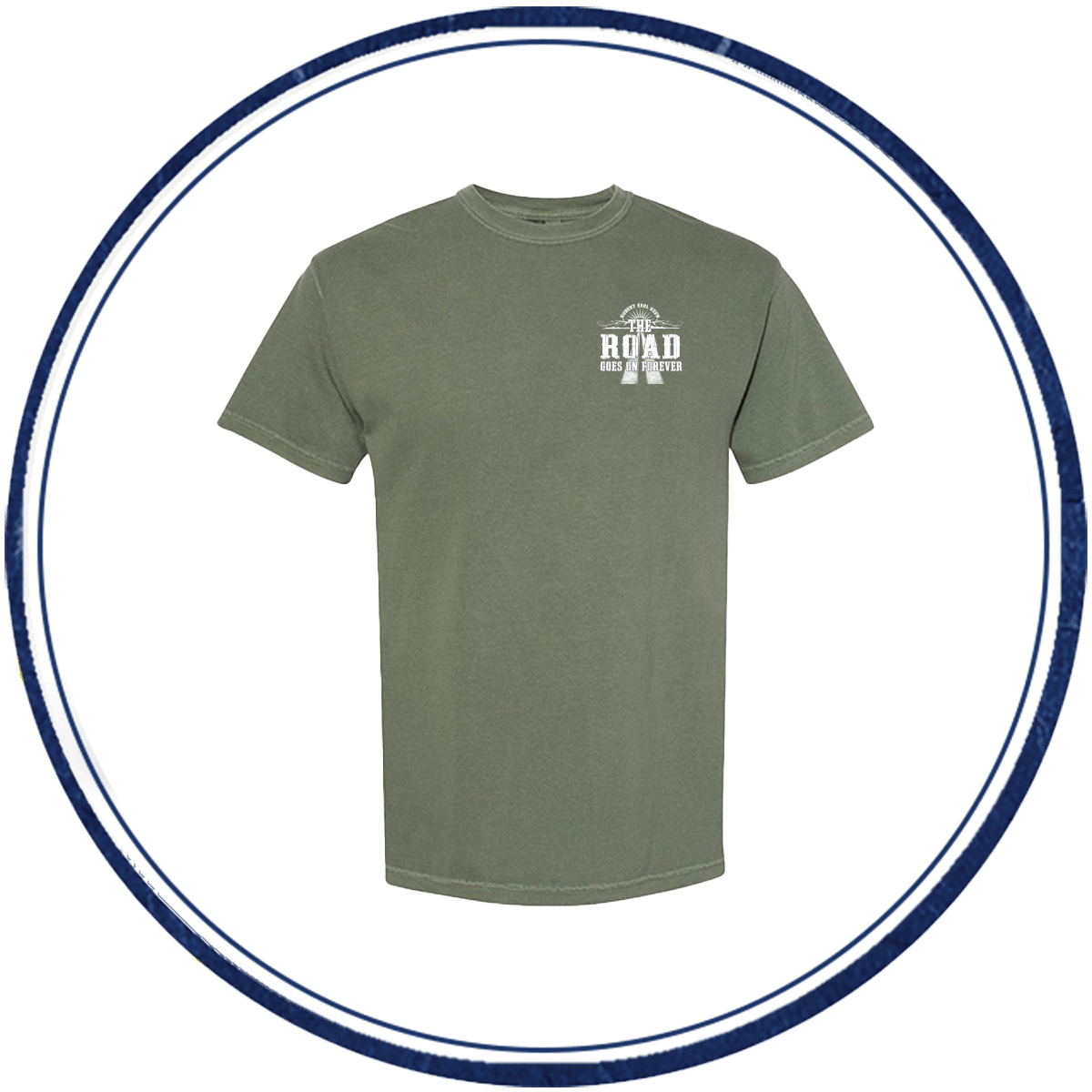 The Road Goes On Forever T-shirt - Olive Green