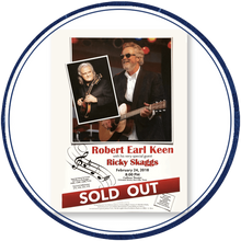 Load image into Gallery viewer, February 24, 2018 Robert Earl Keen &amp; Ricky Skaggs Poster
